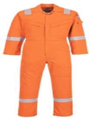 Orange coverall with reflective bands